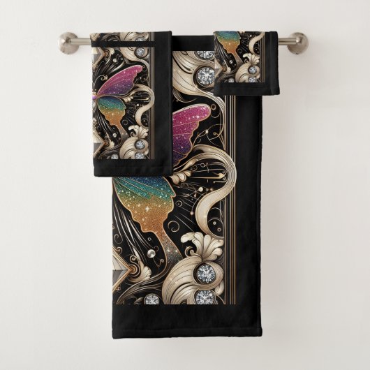Rainbow Butterfly Art Deco Art Nouveau バスタオルセット (インサイチュ)