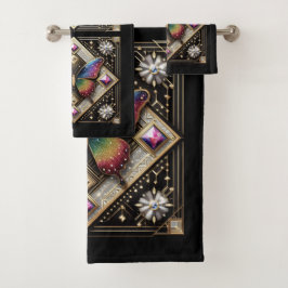 Rainbow Butterfly Art Deco Art Nouveau バスタオルセット