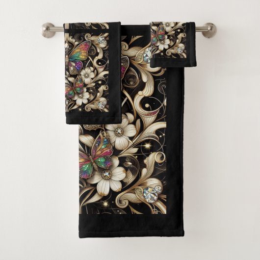 Rainbow Butterfly Art Deco Art Nouveau バスタオルセット (インサイチュ)