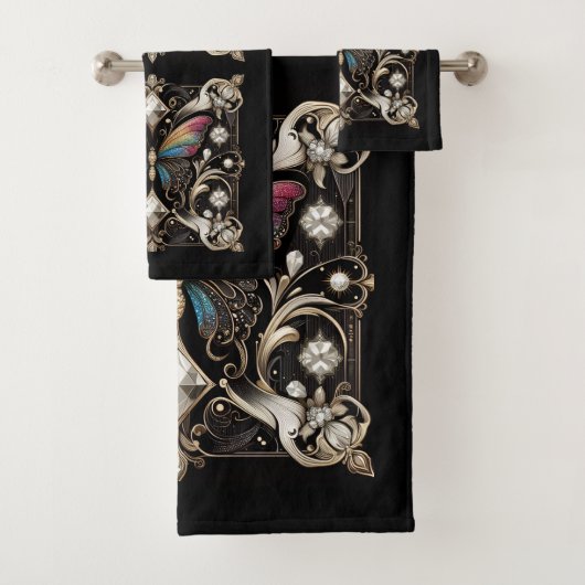 Rainbow Butterfly Art Deco Art Nouveau バスタオルセット (インサイチュ)
