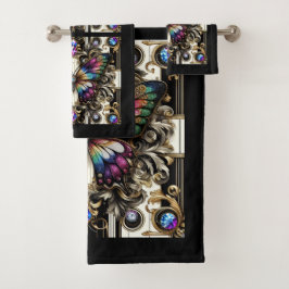 Rainbow Butterfly Art Deco Art Nouveau バスタオルセット