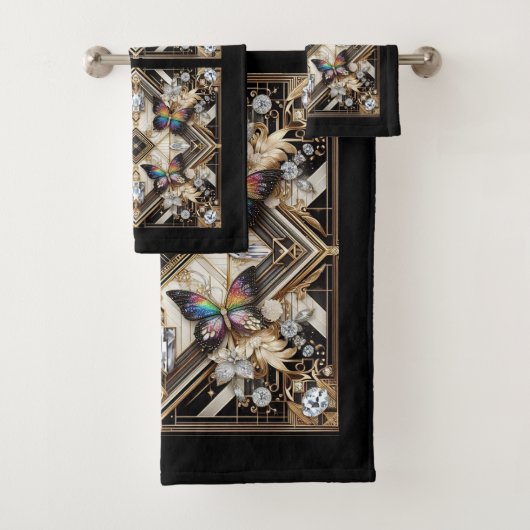 Rainbow Butterfly Art Deco Art Nouveau バスタオルセット (インサイチュ)