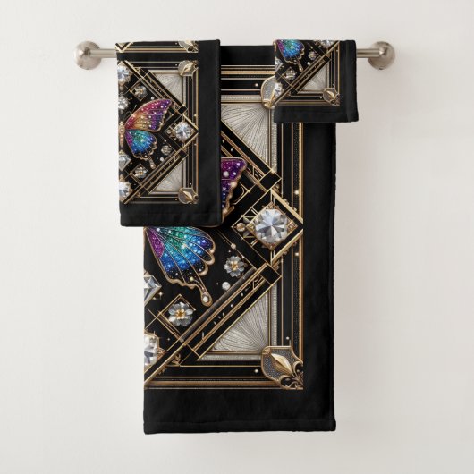 Rainbow Butterfly Art Deco Art Nouveau バスタオルセット (インサイチュ)