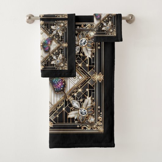 Rainbow Butterfly Art Deco Art Nouveau バスタオルセット (インサイチュ)