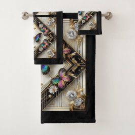 Rainbow Butterfly Art Deco Art Nouveau バスタオルセット
