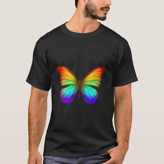 Rainbow Butterfly Colorful Nature Work Tシャツ (正面)