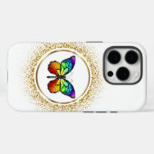 Rainbow Butterfly in a Golden Circle Case-Mate iPhoneケース (裏面 (横))