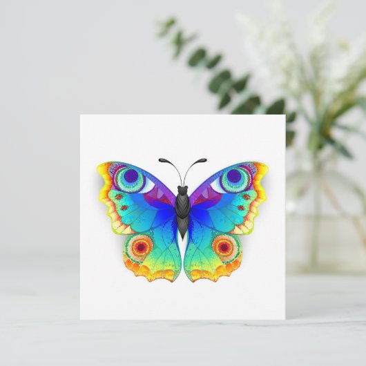 Rainbow Butterfly Peacock Eye サンキューカード (スタンド正面)