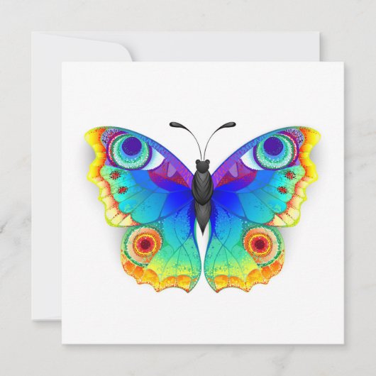 Rainbow Butterfly Peacock Eye サンキューカード (正面)