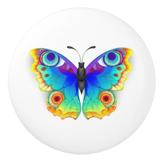Rainbow Butterfly Peacock Eye セラミックノブ (正面)