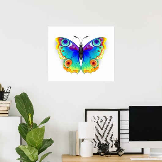 Rainbow Butterfly Peacock Eye ポスター (ホームオフィス)