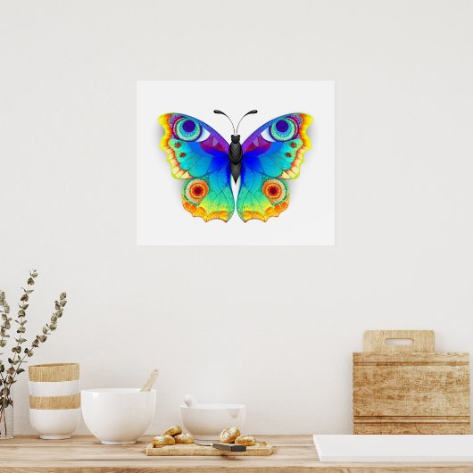 Rainbow Butterfly Peacock Eye ポスター (キッチン)