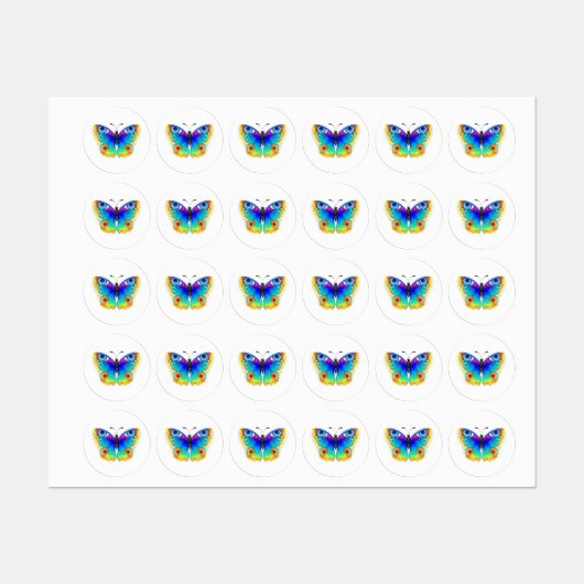 Rainbow Butterfly Peacock Eye ラベル (シート)