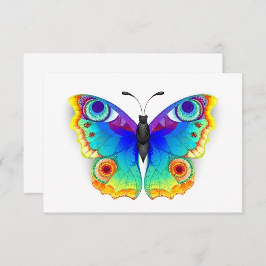 Rainbow Butterfly Peacock Eye 出欠カード (正面/裏面)