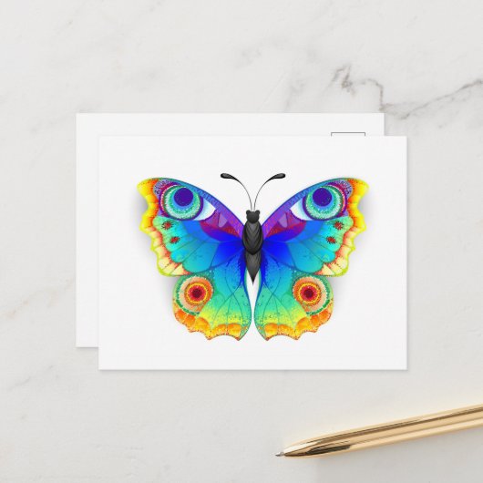 Rainbow Butterfly Peacock Eye 案内ポストカード (正面/裏面インサイチュ)