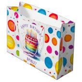 Rainbow Cake Happy Birthday ラージペーパーバッグ (正面アングル)