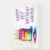 Rainbow Cake Personalized Happy Birthday 横断幕 (縦)