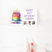 Rainbow Cake Personalized Photo Happy Birthday 横断幕 (インサイチュ)