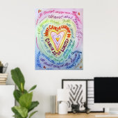 Rainbow Cancer Heart Poster Art Painting Print ポスター (ホームオフィス)