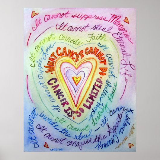 Rainbow Cancer Heart Poster Art Painting Print ポスター (正面)