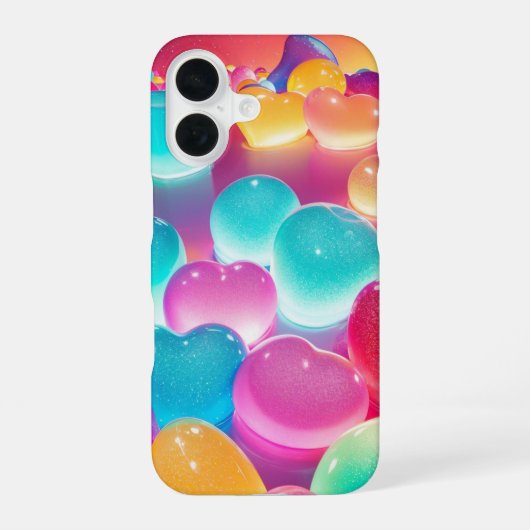 Rainbow Candy Hearts Phone Case iPhone 16ケース (裏面)