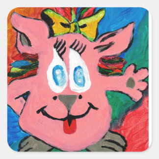 Rainbow Cartoon Character Sticker スクエアシール