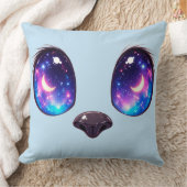 Rainbow Cat Eyes Kawaii Cat Face Illustration クッション (ブランケット)