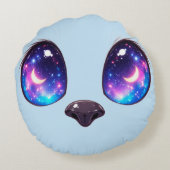 Rainbow Cat Eyes Kawaii Cat Face Illustration ラウンドクッション (裏面)