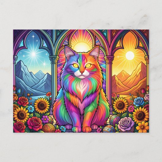 rainbow cat postcard ポストカード (正面)
