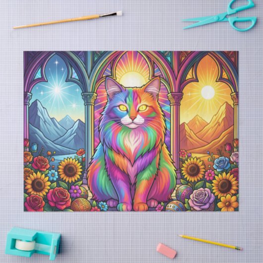 rainbow cat tissue paper 薄葉紙 (クラフト)