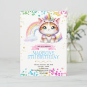  Rainbow Caticorn Birthday invitation 招待状 (スタンド正面)