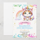  Rainbow Caticorn Birthday invitation 招待状 (正面/裏面)