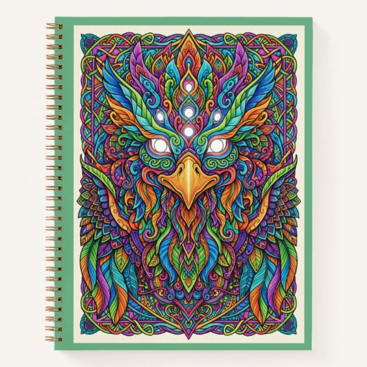 Rainbow Celestial Phoenix Zentangle Nooracle  ノートブック (正面)