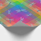 Rainbow Check with Dragonflies ラッピングペーパー (角)