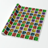 Rainbow Checker Fruit Stamps Wrapping Paper ラッピングペーパー (アンロールド)