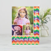 Rainbow Chevron Kid's Photo Gradation Preschool/K 招待状 (スタンド正面)