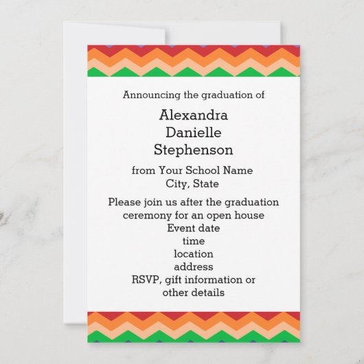 Rainbow Chevron Kid's Photo Gradation Preschool/K 招待状 (裏面)