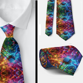 Rainbow Circuit Board Necktie – Colorful Tech Geek ネクタイ