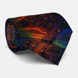 Rainbow Circuit Board Necktie – Colorful Tech Geek ネクタイ