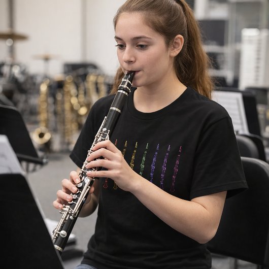 Rainbow Clarinet Design for Musicians Tシャツ