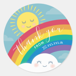 Rainbow Cloud and Sun Thank You Favy Stickers ラウンドシール