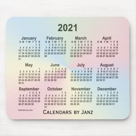 Rainbow Cloud Calendar by Janz マウスパッド (正面)