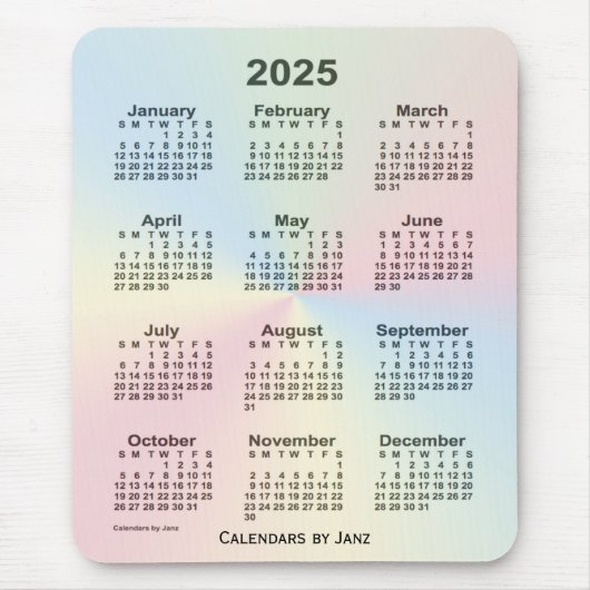 Rainbow Cloud Calendar by Janz マウスパッド (正面)