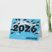 Rainbow Clouds 2026 Black Graduation Hats カード (正面)