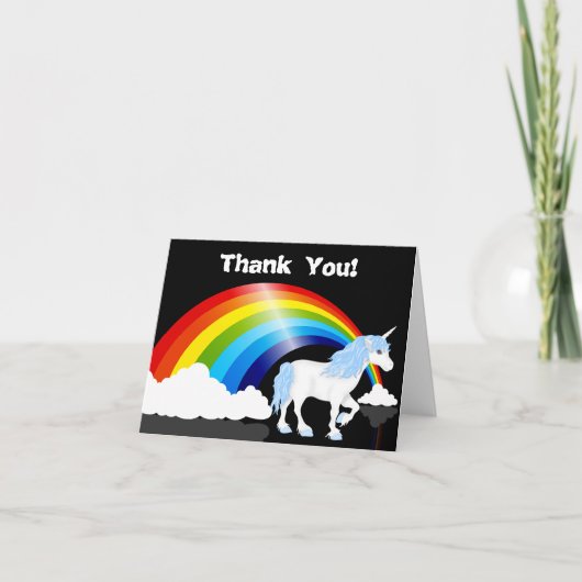 Rainbow, Clouds and Unicorn Thank You Card サンキューカード (正面)