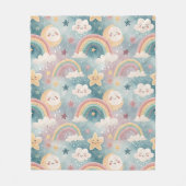 Rainbow & Clouds Blanket Gift for Newborn Joy フリースブランケット (正面)