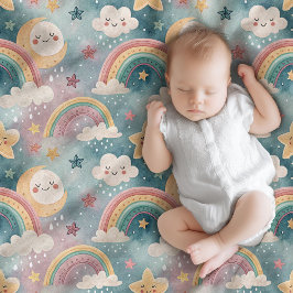 Rainbow & Clouds Blanket Gift for Newborn Joy フリースブランケット