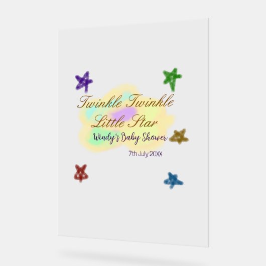 Rainbow clouds twinkle Twinkle Little Star baby アクリルサイン (傾斜)