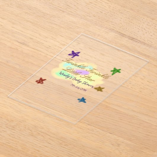 Rainbow clouds twinkle Twinkle Little Star baby アクリル招待状 (レイダウン)
