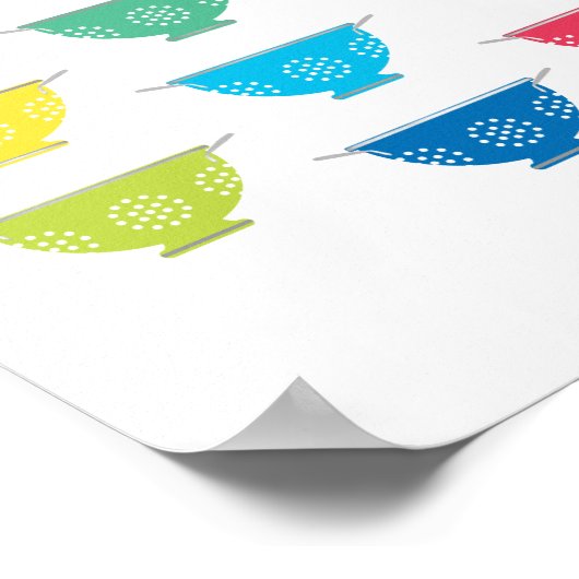 Rainbow Colander Modern Colorful Kitchen Art ポスター (角)